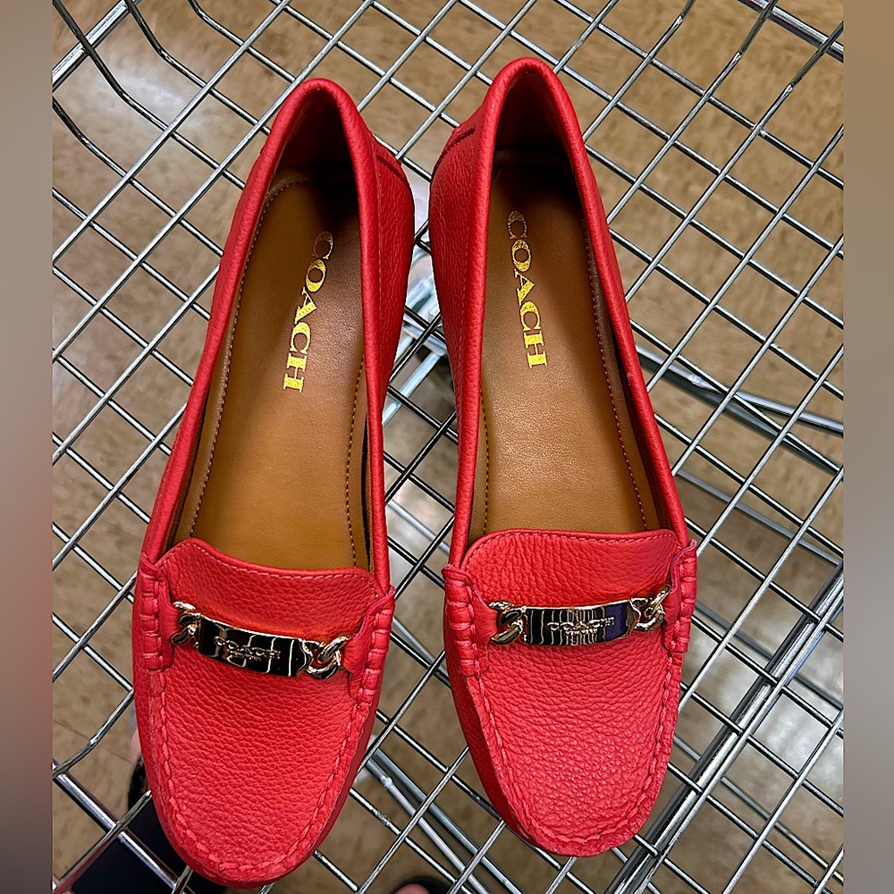 Coach red loafers.